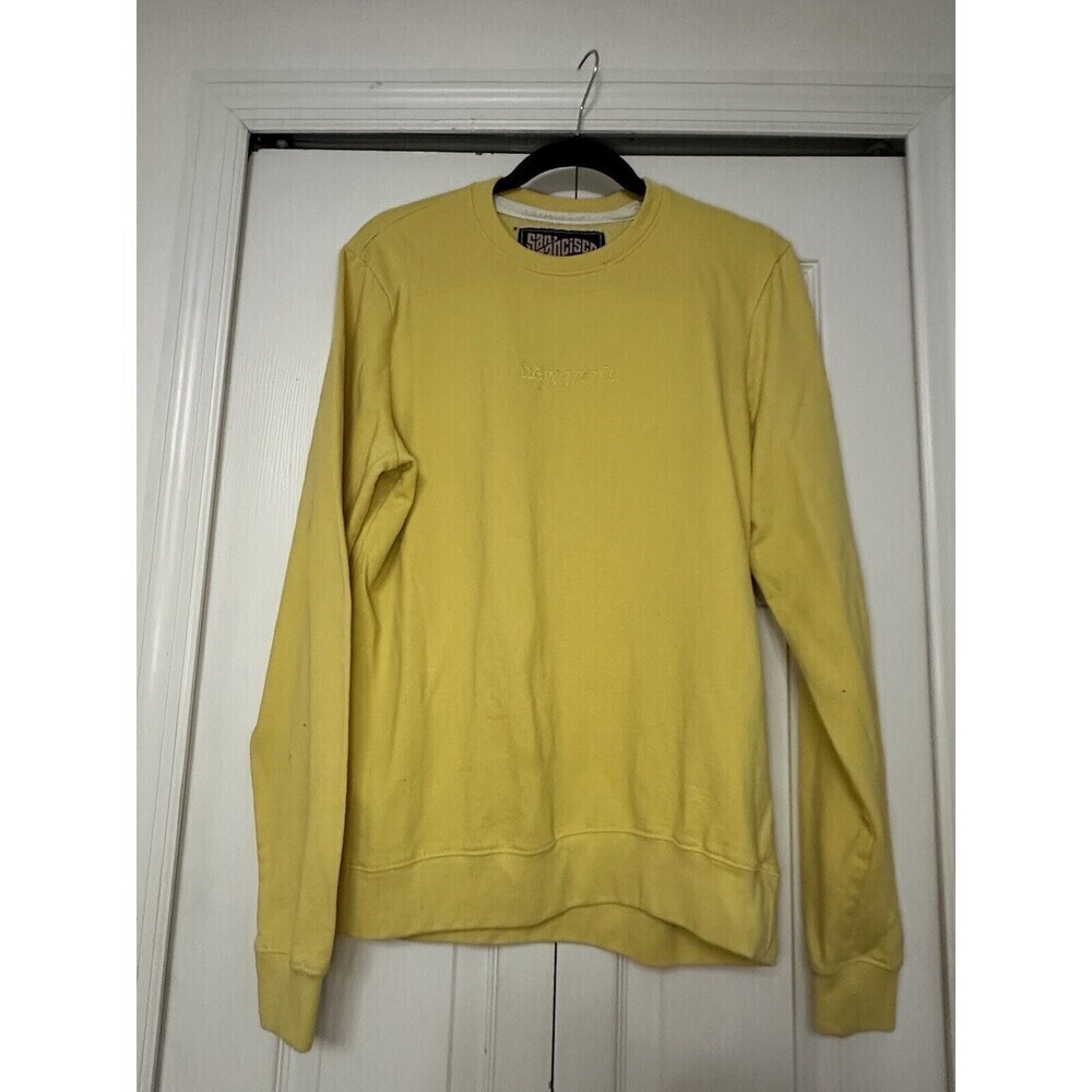 SAN FRANCISCO WORK SHIRTS Yellow New York Fleece Crew Sweatshirt, Men's M Unisex